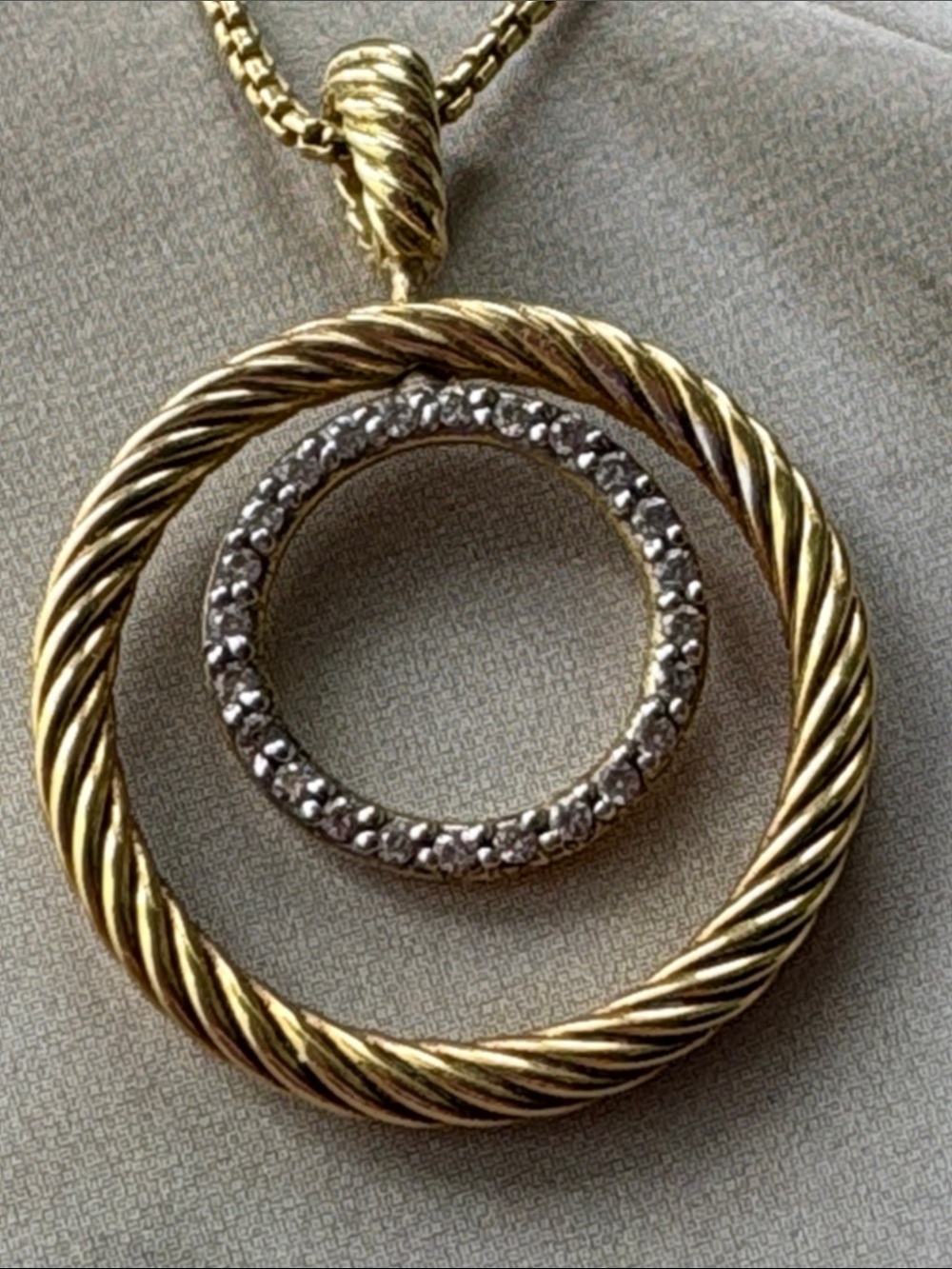 David Yurman Gold Diamond Mobile Circle Necklace